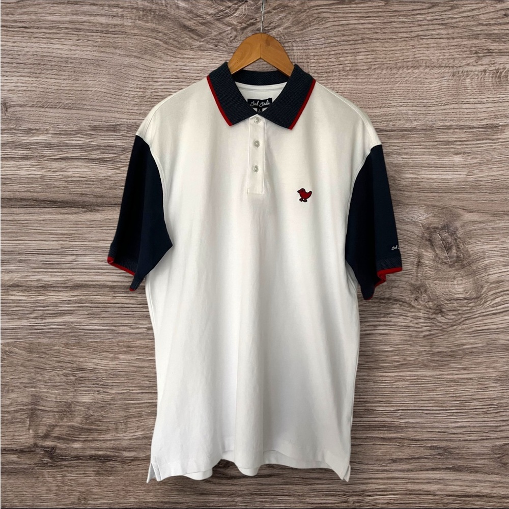 NWT Bad Birdie Pique polo Red, White & Bad